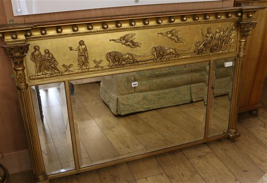A Regency style gilt overmantel mirror, W.149cm